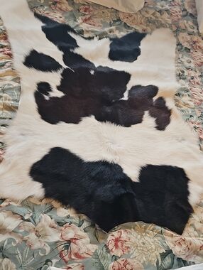 Calf hide Accent Rug - Black and White -